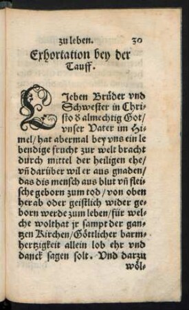Exhortation bey der Tauff.
