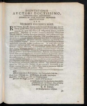 Disputationis Auctori Doctissimo,[...]