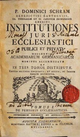 Institutiones Juris Ecclesiastici Publici Et Privati : Hodiernis Academiarum Germanicarum Moribus Accomodatae, 1. De Personis Ecclesiasticis