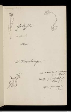 Gedichte 1. Band – [Handschrift] - StGA-Kronberger I,0117