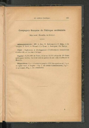 Compagnie francaise de l'Afrique occidentale.