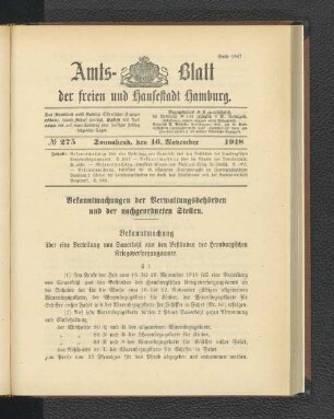 No. 275, 16. November 1918
