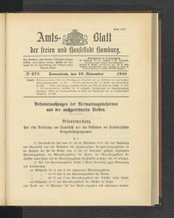 No. 275, 16. November 1918