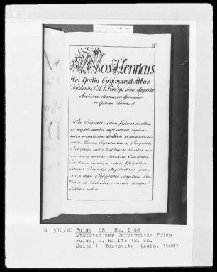 Statuten der Universität Fulda — Initiale N (os), Folio 2 recto