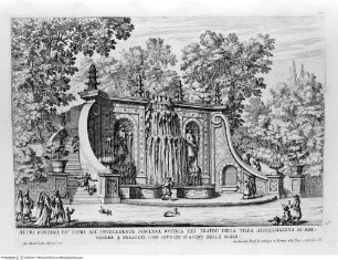 Le fontane di Roma nelle piazze e luoghi publici della città con li loro prospetti come sono al presenteBand 2: Le fontane delle ville di Frascati, nel Tusculano con li loro prospetti. [s.a.] - disegnate, et intagliate da Gio. Battista Falda. Data in luce con direttione, e cura di Gio. Giacomo de RossiLibro 2Tav. 10: Frascati, Villa Aldobrandini, Fontana dei Pastori