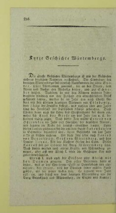 Kurze Geschichte Wuertembergs