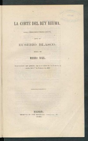 La corte del rey Reuma : pasillo cómico-lírico-fúnebre-achacoso