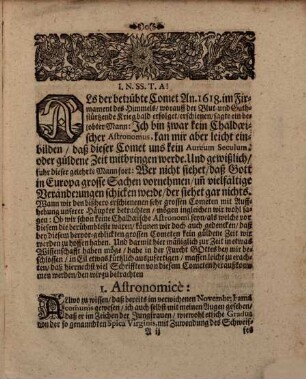 Ohnvorgreifliche Gedanken über den im Monat November und December a. 1680 erschienenen Cometen