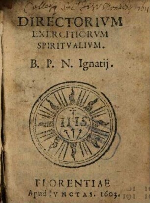 Directorium exercitiorum spiritualium B. R. N. Ignatii