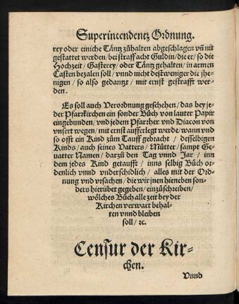Censur der Kirchen.