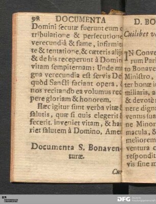 Documenta D. Bonaventurae.