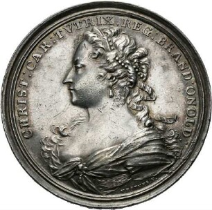Medaille von Georg Wilhelm Vestner auf Christiane Charlotte von Württemberg und die Führung der Vormundschaft in der Markgrafschaft Brandenburg-Ansbach