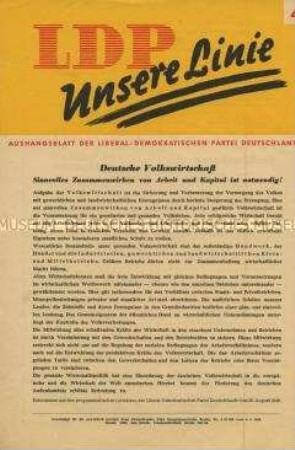 Flugblatt der LDP zu den wirtschaftspolitischen Grundsätzen der Partei