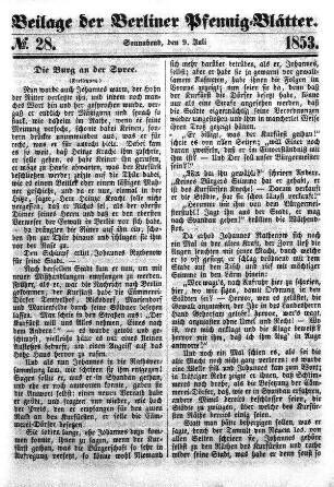 Beilage: No. 28, Sonnabend, den 9. Juli