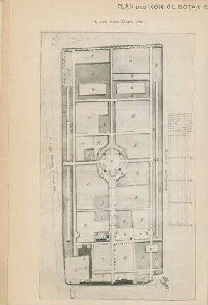 Karte: Taf.I. Plan des königl. Botanischen Gartens zu Berlin. A. aus dem Jahre 1801 ; B. aus dem Jahre 1812