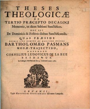 Theses theol. de tertio praecepto decalogi