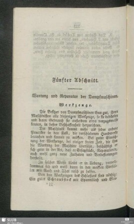 Fünfter Abschnitt. Wartung und Reparatur der Dampfmaschinen