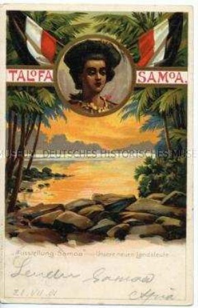 Postkarte zur "Ausstellung Samoa" - Unsere neuen Landsleute