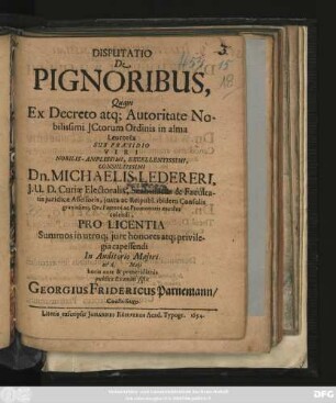 Disputatio De Pignoribus