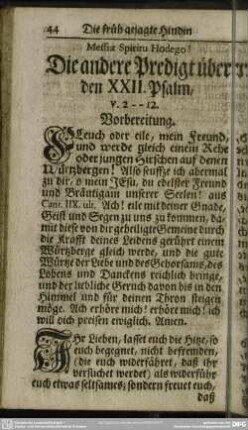 Die andere Predigt über den XXII. Psalm, V.2 - 12