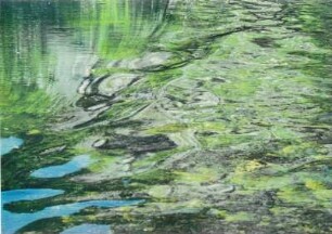 Wasserreflexionen, grün-blau
