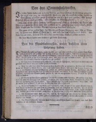 Von den Mondfinsternissen, woher dieselben ihren Ursprung haben.
