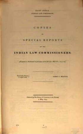 Copies of the special reports of the Indian law commissioners