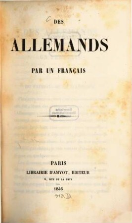 Des Allemands : Par un Français
