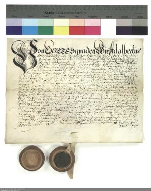 Lehenbrief Adalberts [von Schleifras], Abt von Fulda, für Konrad Rüttger über ein Hoflehen in Heimbach und weiteren im Einzelnen aufgeführten Lehen