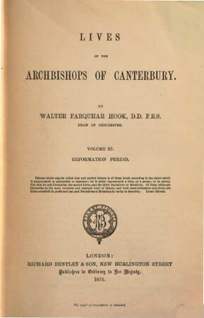 Lives of the archbishops of Canterbury, 11. [Reformation period ; vol. 6]