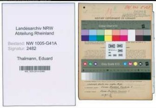 Entnazifizierung Eduard Thalmann , geb. 25.12.1921 (Polizeibeamter)