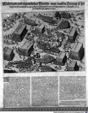 Wahrhafft und eigentlicher Bericht was massen Hertzog Christian von Braunschweig ins gemein Halberstätter genannt Armada den 6. Augusti 1623. im Stifft Münster auffs haupt erlegt