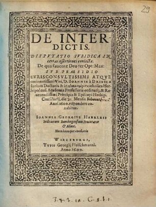 De Interdictis : Dispvtatio Ivridica ...