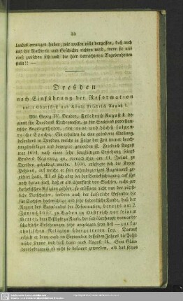 Dresden nach Einführung der Reformation unter Churfürst und König Friedrich August I.