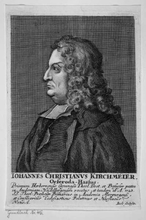 Bildnis des Johann Christian Kirchmeier, 1724-1743 Professor der Theologie in Marburg (1674-1743)