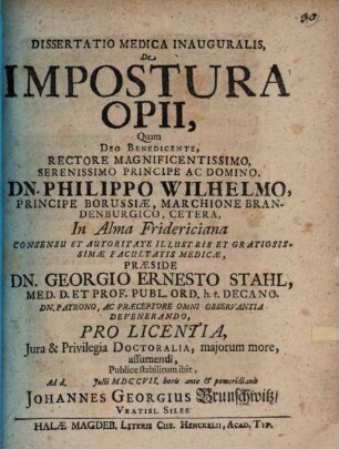 Diss. med. inaug. de impostura opii