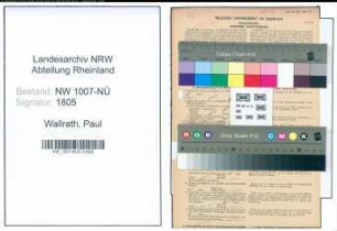Entnazifizierung Paul Wallrath , geb. 10.11.1912 (Vertreter)