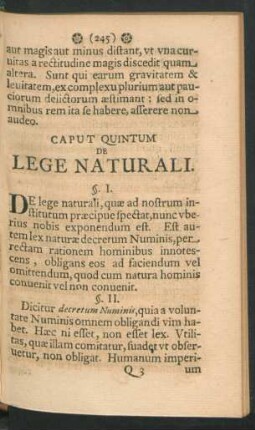 Caput Quintum. De Lege Naturali.