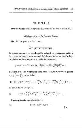 CHAPITRE II. - Développement des fonctions elliptiques en séries entières.