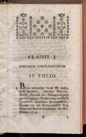 Classis I. Librorum Theologicorum