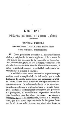 Libro Cuarto. Principos Generales de la Tecnica Algèbrica.