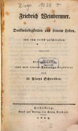 Denkwürdigkeiten aus seinem Leben : von ihm selbst geschrieben