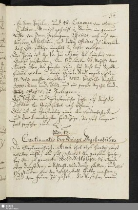 No: 17. Continuatio der Kriegs-Begebenheiten.