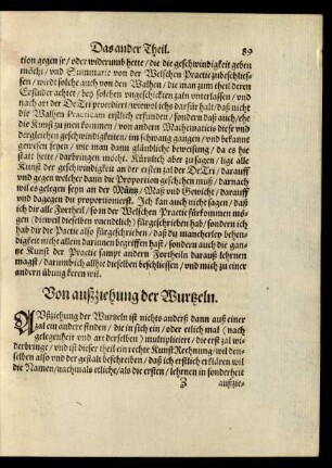 Von außziehung der Wurtzeln.