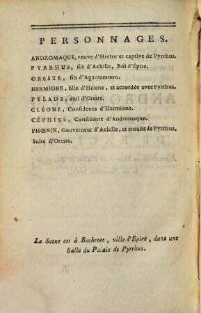 Andromaque : Tragédie De Racine
