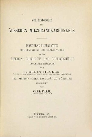 Zur Histologie des äusseren Milzbrandkarbunkels