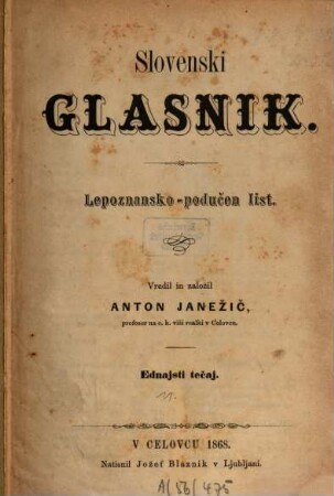 Slovenski glasnik : lepoznansko-podučen list. 11. 1868
