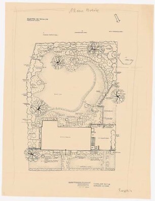 Garten Dr. Frowein, Frankfurt/Main: Pflanzplan Gehölze 1:100, 2. Fassung (nicht fertiggestellt)