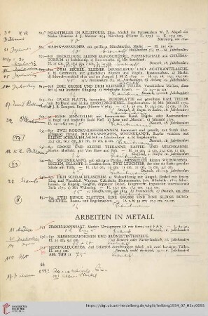Arbeiten in Metall (Nr. 855-1019)