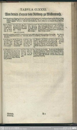 Tabula CLXXXI. Von denen Herren von Redwitz zu Wildenroth